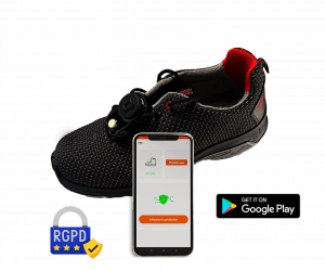 graphisme datiplus connect accompagné d'un smartphone, disponible sur le google play store. Protection selon les lois RGPD
